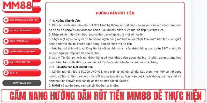 Hướng dẫn cách rút tiền MM88 chi tiết nhất